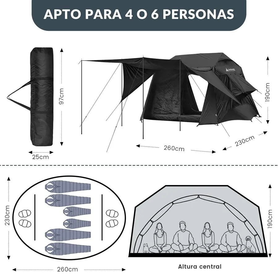 Sandiario AH6 Barraca Canadiana para 4-6 Pessoas