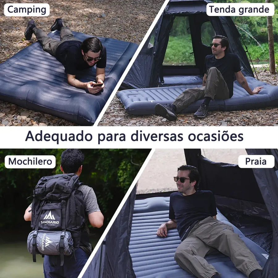 Sandiario Colchão Insuflável Duplo com Bomba de Pé