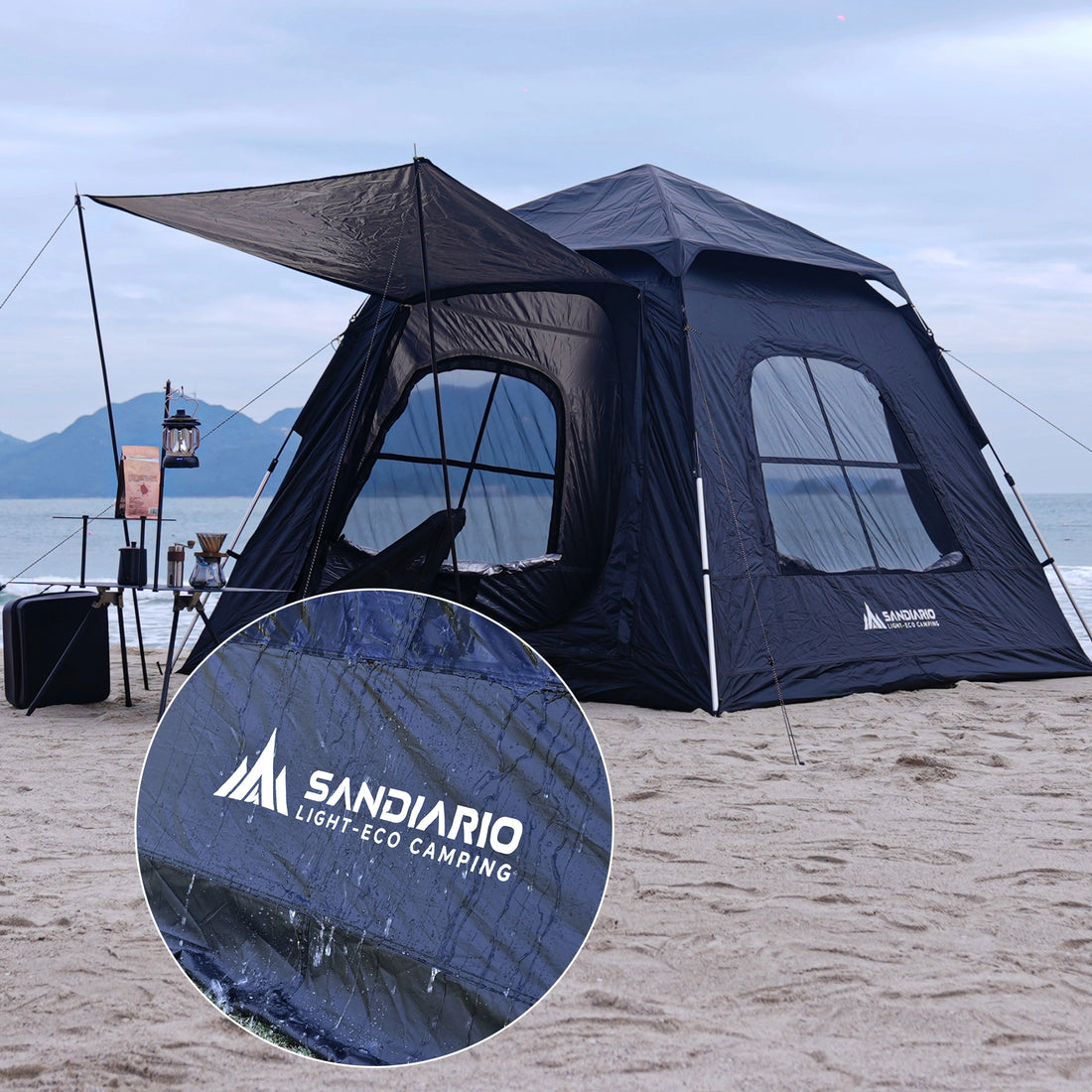 Sandiario Barraca Retangular Instantânea para 4-6 Pessoas