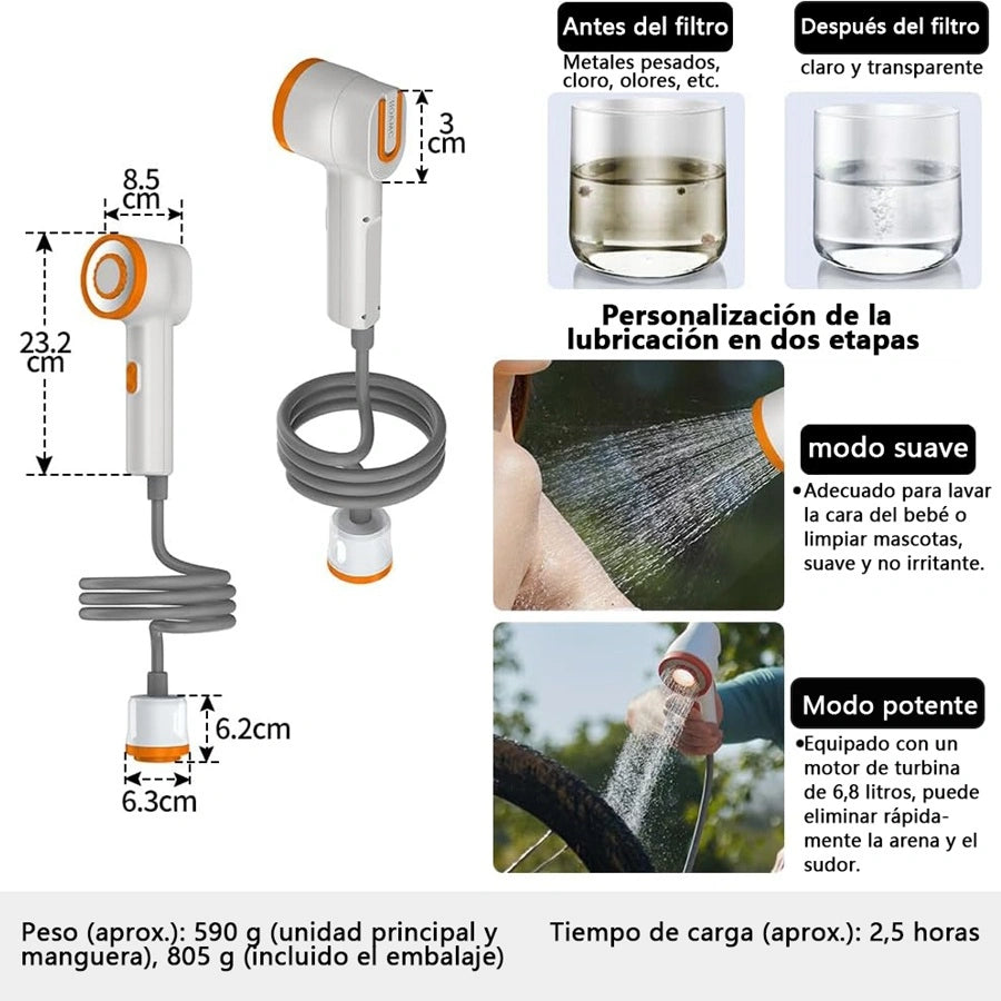 Sandiario Chuveiro Portátil com Filtro e Lanterna
